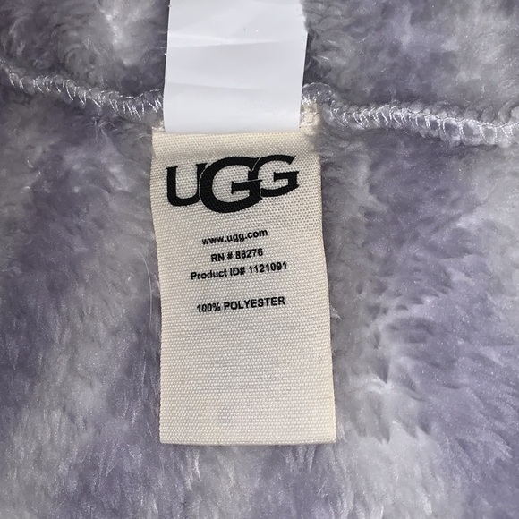 UGG NEW AARTI SIZE XL GORGEOUS LAVENDER AND WHITE ZEBRA PRINT SHERPA HOODED ROBE - Picture 11 of 13